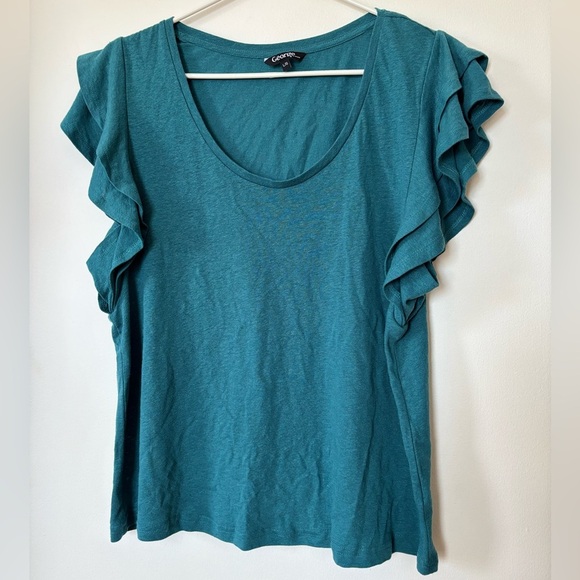 🎉4/30$🎉 George Green Flutter Sleeve Blouse – Women’s L 💚👚 - Picture 1 of 4
